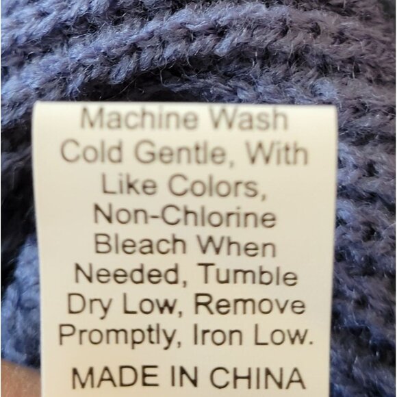 Sweater Tunic 3XL Knit V-Neck Blue Tie Waist Heavy Ruffle Hem Plus Size 100% Acr - Picture 4 of 5